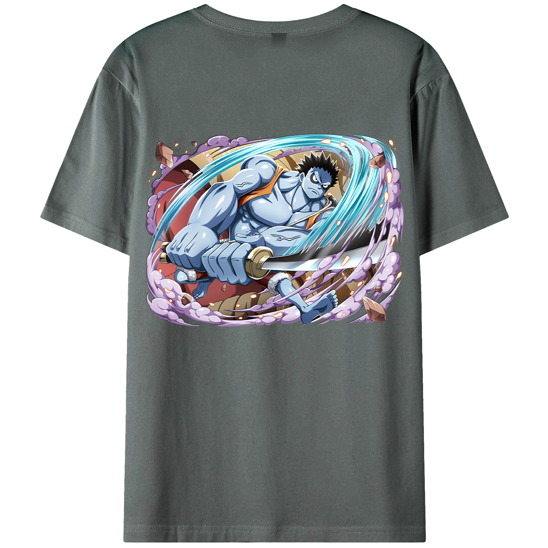 ワンピース モンキー・D・ルフィ ONE PIECE Monkey D. Luffy 綿100％ メンズ半袖Tシャツ（バックプリント） 通気性